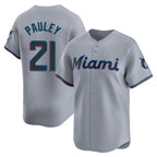 M.Marlins #21 Graham Pauley Player Gray Home Limited Ddoa Stitched Jerseys