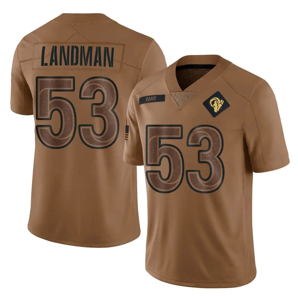 LA.Rams #53 Nate Landman Player Brown Salute To Service Limited Ddoa Stitched Jerseys