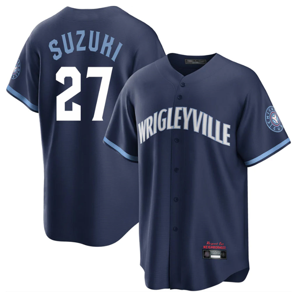 C.Cubs #27 Seiya Suzuki Player Navy City Connect Home Game Ddoa Stitched Jerseys