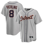 D.Tigers #8 Matt Vierling Player Gray Home Game Ddoa Stitched Jerseys