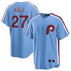 P.Phillies #27 Aaron Nola Player Light Blue Home Game Ddoa Stitched Jerseys