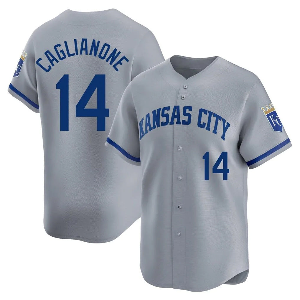 KC.Royals #14 Jac Caglianone Player Gray Limited Home Ddoa Stitched Jerseys