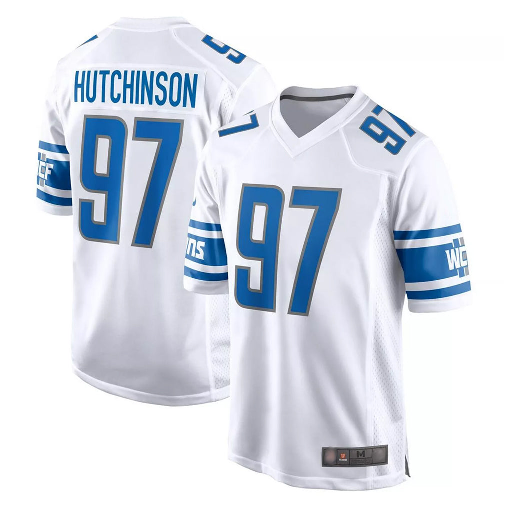 D.Lions #97 Aidan Hutchinson Player White Home Game Ddoa Stitched Jerseys