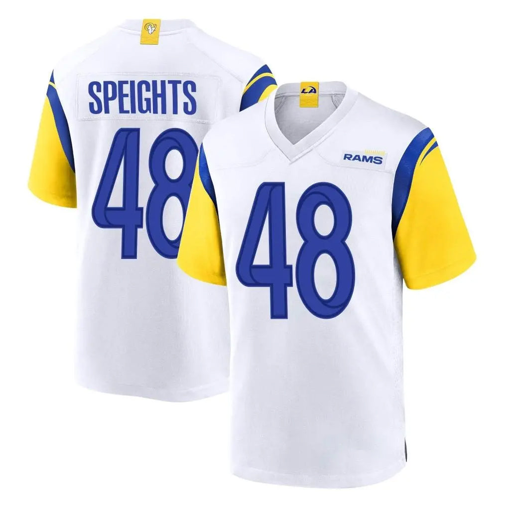 LA.Rams #48 Omar Speights Player White Home Game Ddoa Stitched Jerseys