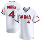 LA.Angels #4 Christian Moore Player White T-shirt Home Limited Ddoa Stitched Jerseys