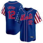 NY.Mets #12 Francisco Lindor Player Royal 2025 Independence Day Vapor Premier Limited  Ddoa Stitched Jerseys