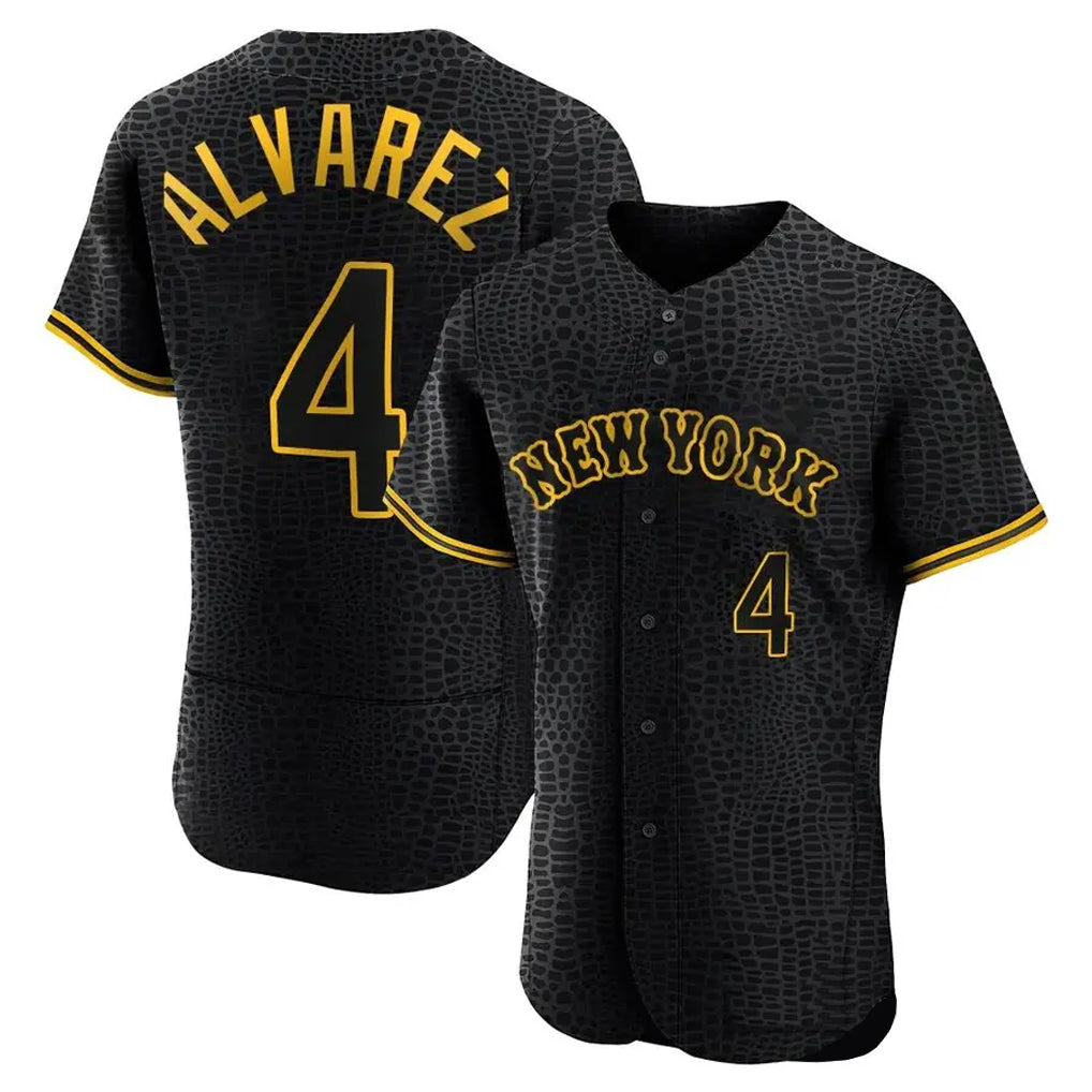 NY.Mets #4 Francisco Alvarez Player Black Snake Skin City Home Limited Elite Ddoa Stitched Jerseys