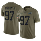 C.Panthers #97 Bobby Brown III Player Olive Salute to Service Game Ddoa Stitched Jerseys