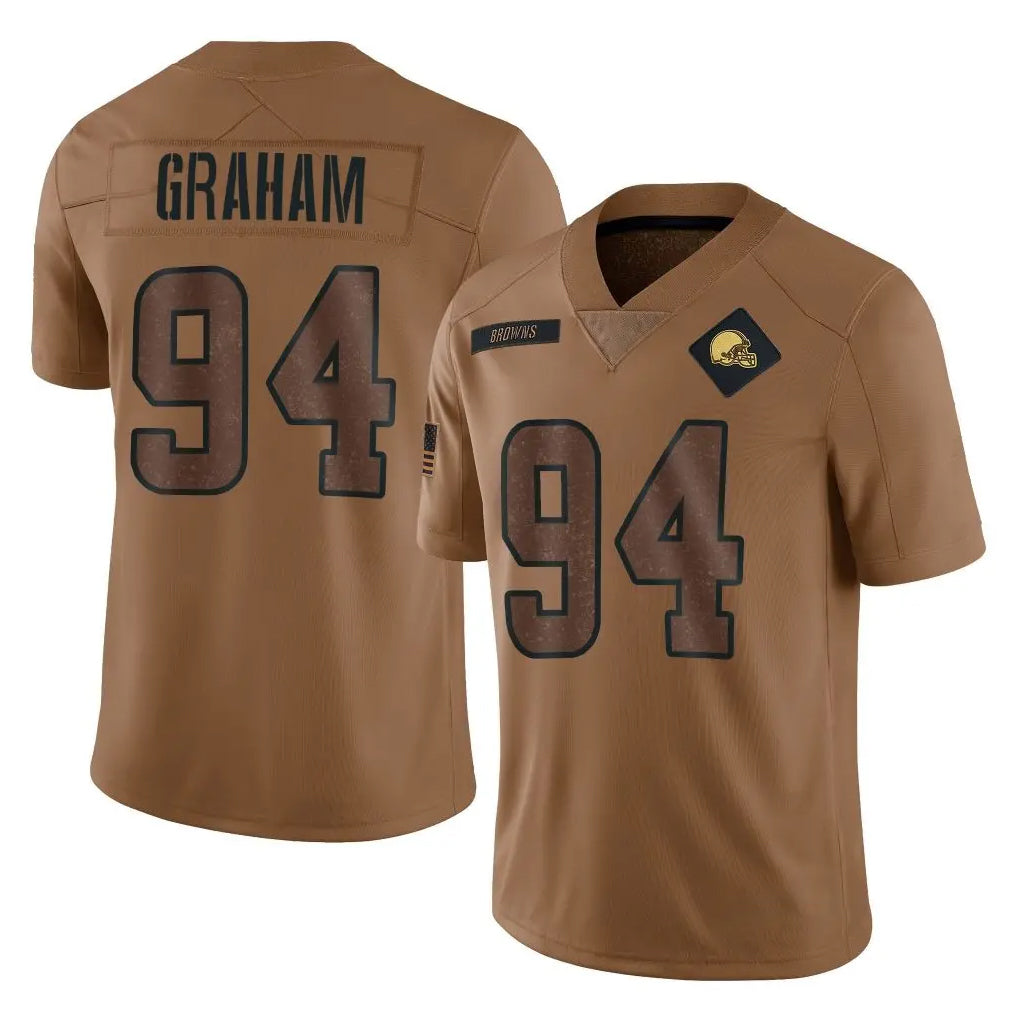C.Browns #94 Mason Graham Player Brown Salute to Service Limited Home Game Ddoa Stitched Jerseys