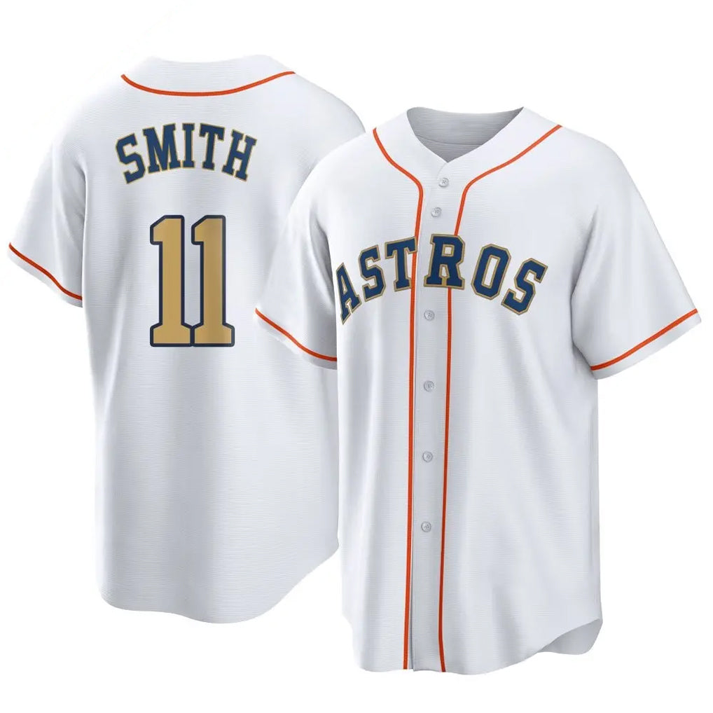 H.Astros #11 Cam Smith Player Gold Collection Game Home Ddoa Stitched Jerseys