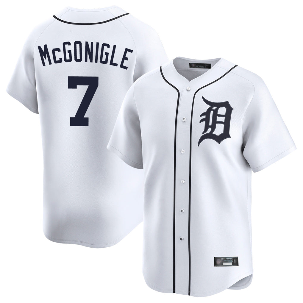 D.Tigers #7 Kevin McGonigle Player White Home Limited Ddoa Stitched Jerseys