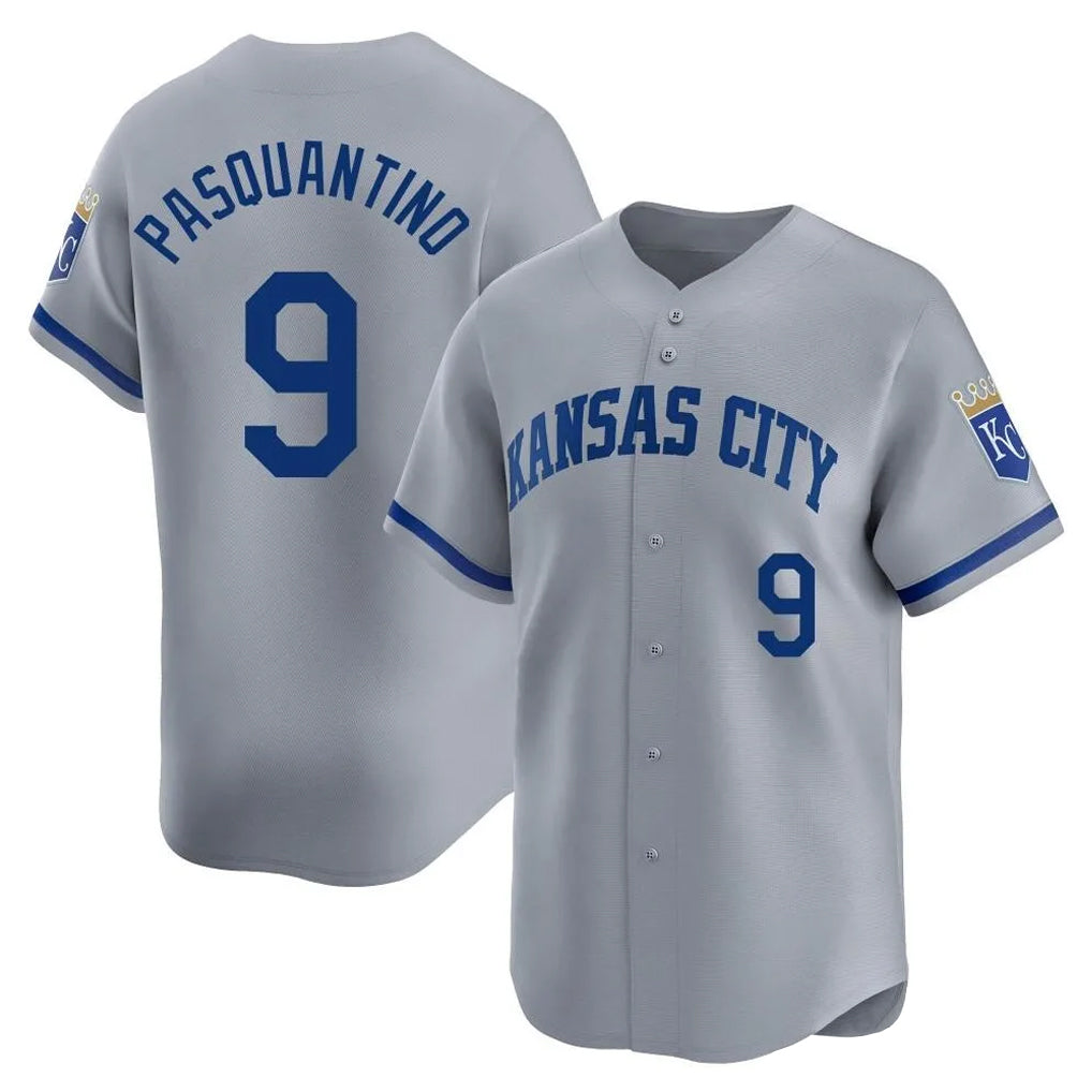 KC.Royals #9 Vinnie Pasquantino Player Gray Limited Home Ddoa Stitched Jerseys