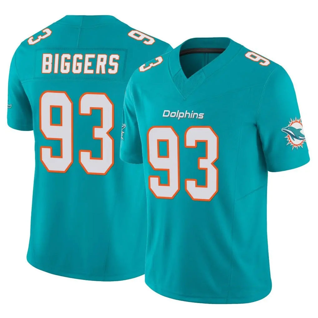 M.Dolphins #93 Zeek Biggers Player Aqua Limited Vapor F.U.S.E. Home Game Ddoa Stitched Jerseys