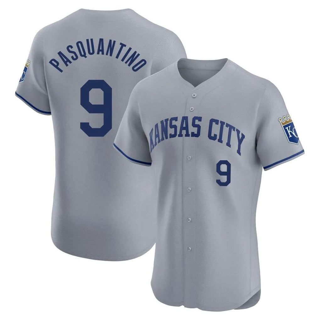 KC.Royals #9 Vinnie Pasquantino Player Gray Limited Elite Home Ddoa Stitched Jerseys