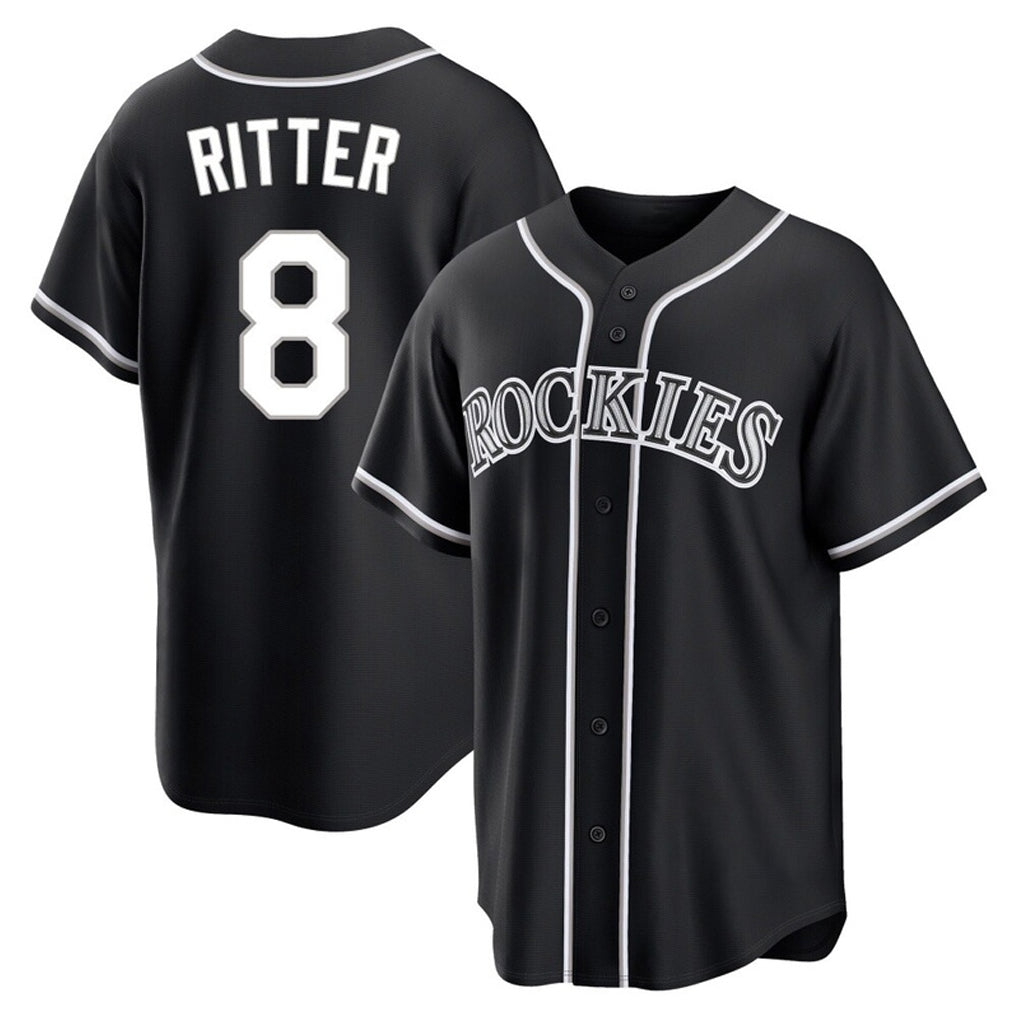 C.Rockies #8 Ryan Ritter Player Black Fashion Out Home Game Ddoa Stitched Jerseys