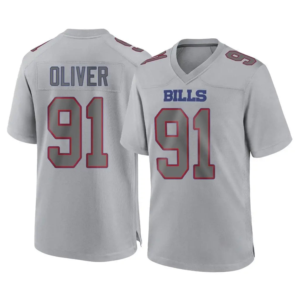 B.Bills #91 Ed Oliver Player Gray Home Game Ddoa Stitched Jerseys