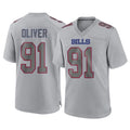B.Bills #91 Ed Oliver Player Gray Home Game Ddoa Stitched Jerseys