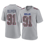 B.Bills #91 Ed Oliver Player Gray Home Game Ddoa Stitched Jerseys