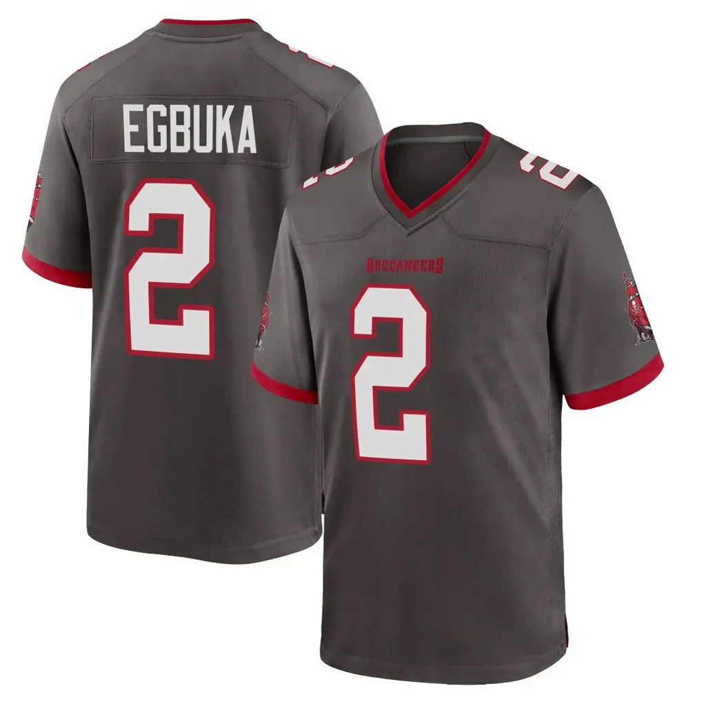 TB.Buccaneers #2 Emeka Egbuka Player Pewter Alternate Home Game Ddoa Stitched Jerseys