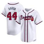 A.Braves #44 Hank Aaron Player White Limited Home Game Ddoa Stitched Jerseys