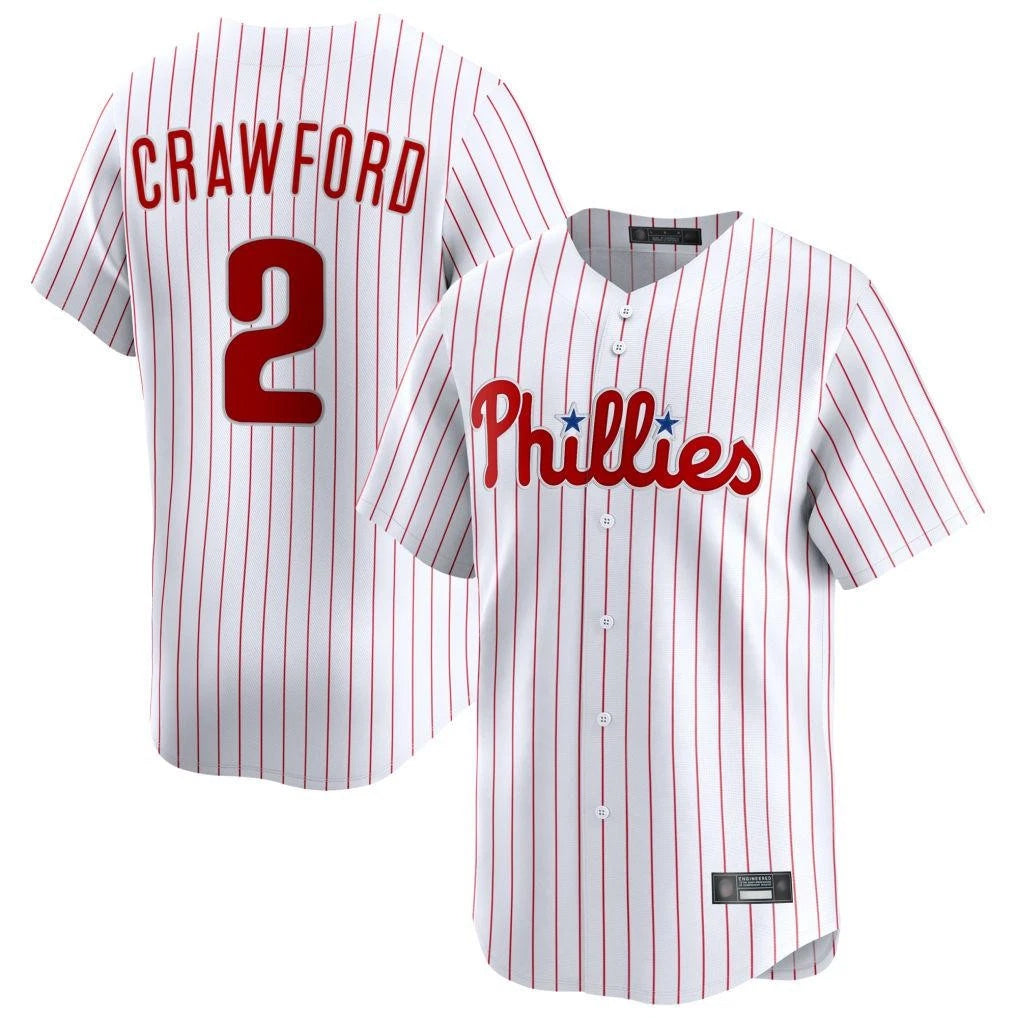 P.Phillies #2 Justin Crawford Player White Home Limited Ddoa Stitched Jerseys