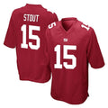 NY.Giants #15 Jordan Stout Player Red Home Game Ddoa Stitched Jerseys