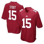 NY.Giants #15 Jordan Stout Player Red Home Game Ddoa Stitched Jerseys