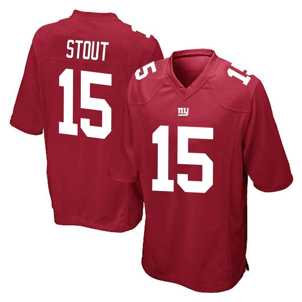 NY.Giants #15 Jordan Stout Player Red Home Game Ddoa Stitched Jerseys