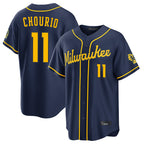 M.Brewers #11 Jackson Chourio Player Navy Home Stadium Game Ddoa Stitched Jerseys