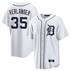 D.Tigers #35 Justin Verlander Player White Home Game Ddoa Stitched Jerseys