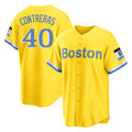 B.Red Sox #40 Willson Contreras Player Yellow Home Game Ddoa Stitched Jerseys