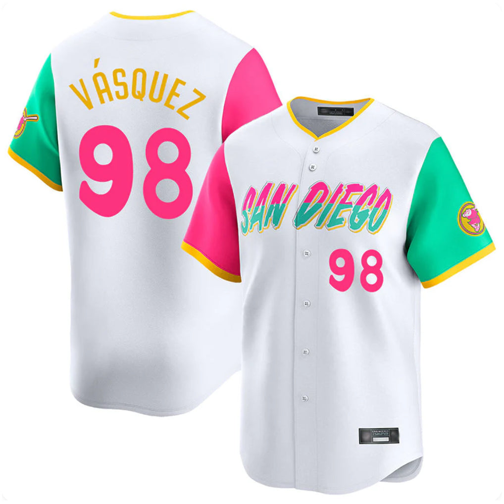S.Diego Padres #98 Randy Vasquez Player White City Connect Home Limited Ddoa Stitched Jerseys