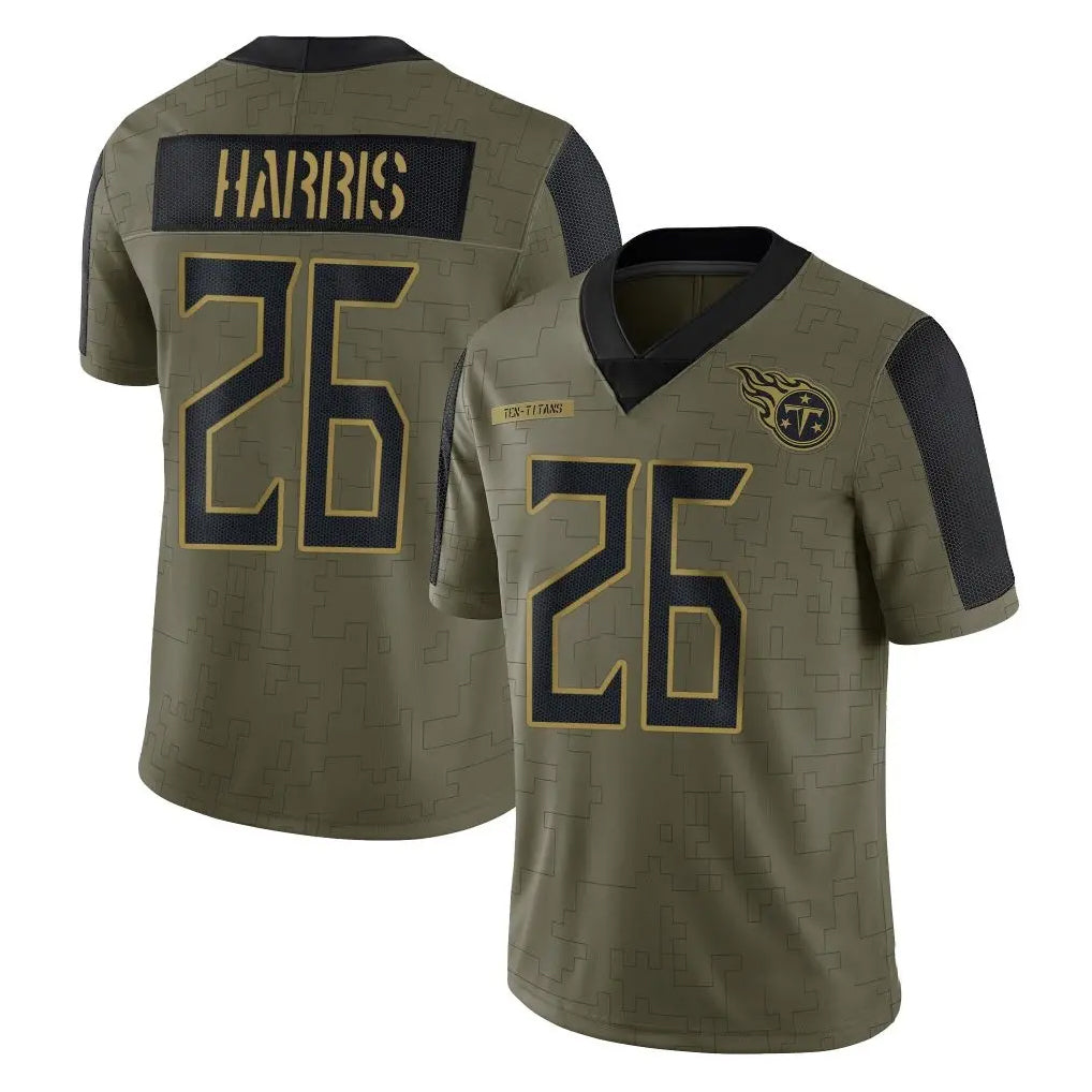 T.Titans #26 Marcus Harris Player Olive Salute to Service Limited Home Game Ddoa Stitched Jerseys