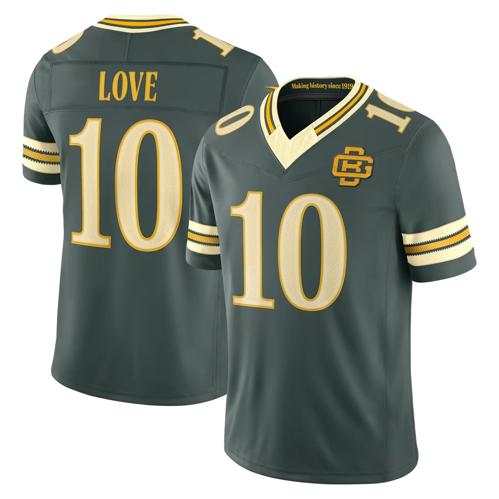 GB.Packers #10 Jordan Love Player Green Limited 2026 Rivalries Collection Home Game Ddoa Stitched Jerseys