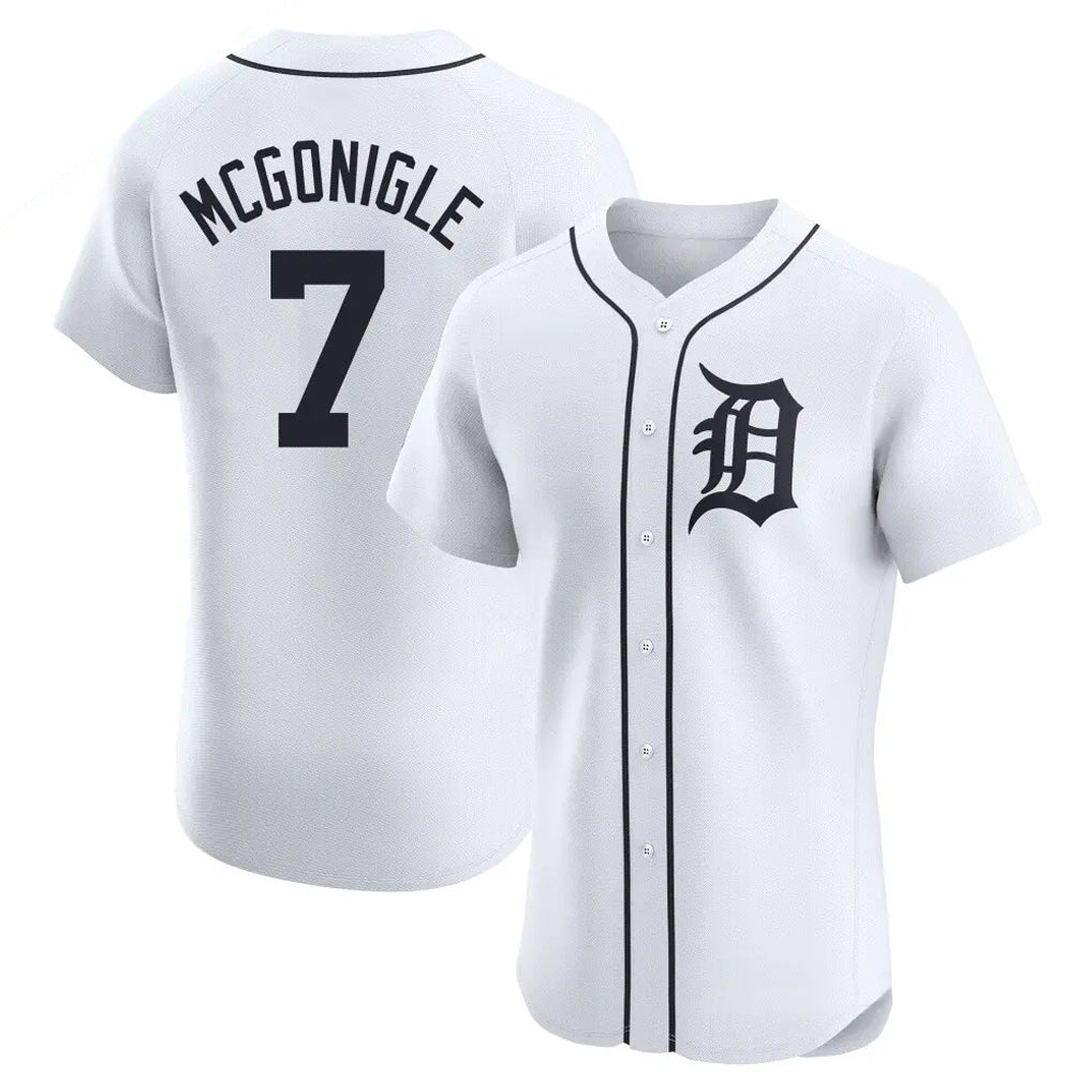 D.Tigers #7 Kevin McGonigle Player White Limited Elite Home Ddoa Stitched Jerseys