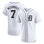 D.Tigers #7 Kevin McGonigle Player White Limited Elite Home Ddoa Stitched Jerseys