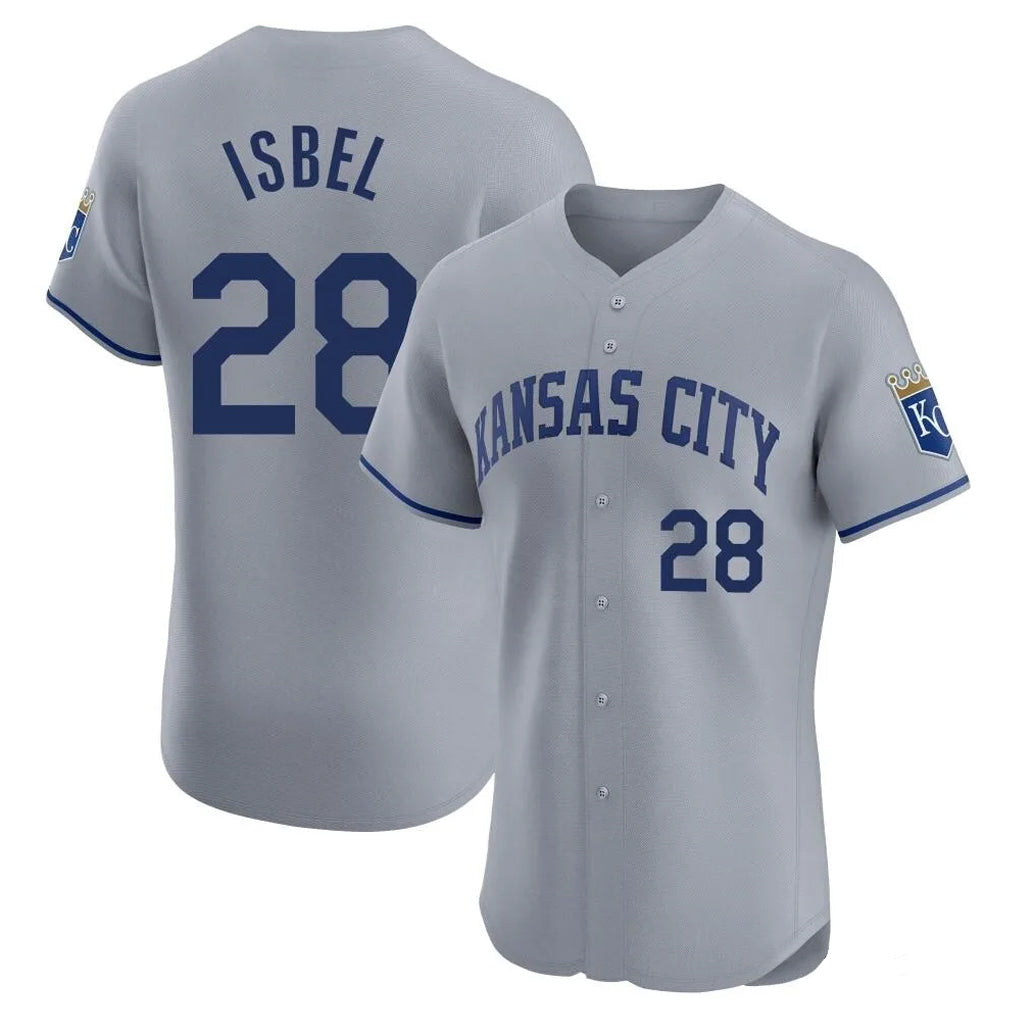 KC.Royals #28 Kyle Isbel Player Gray Limited Elite Home Ddoa Stitched Jerseys