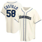 S.Mariners #58 Luis Castillo Player Cream Home Game Ddoa Stitched Jerseys