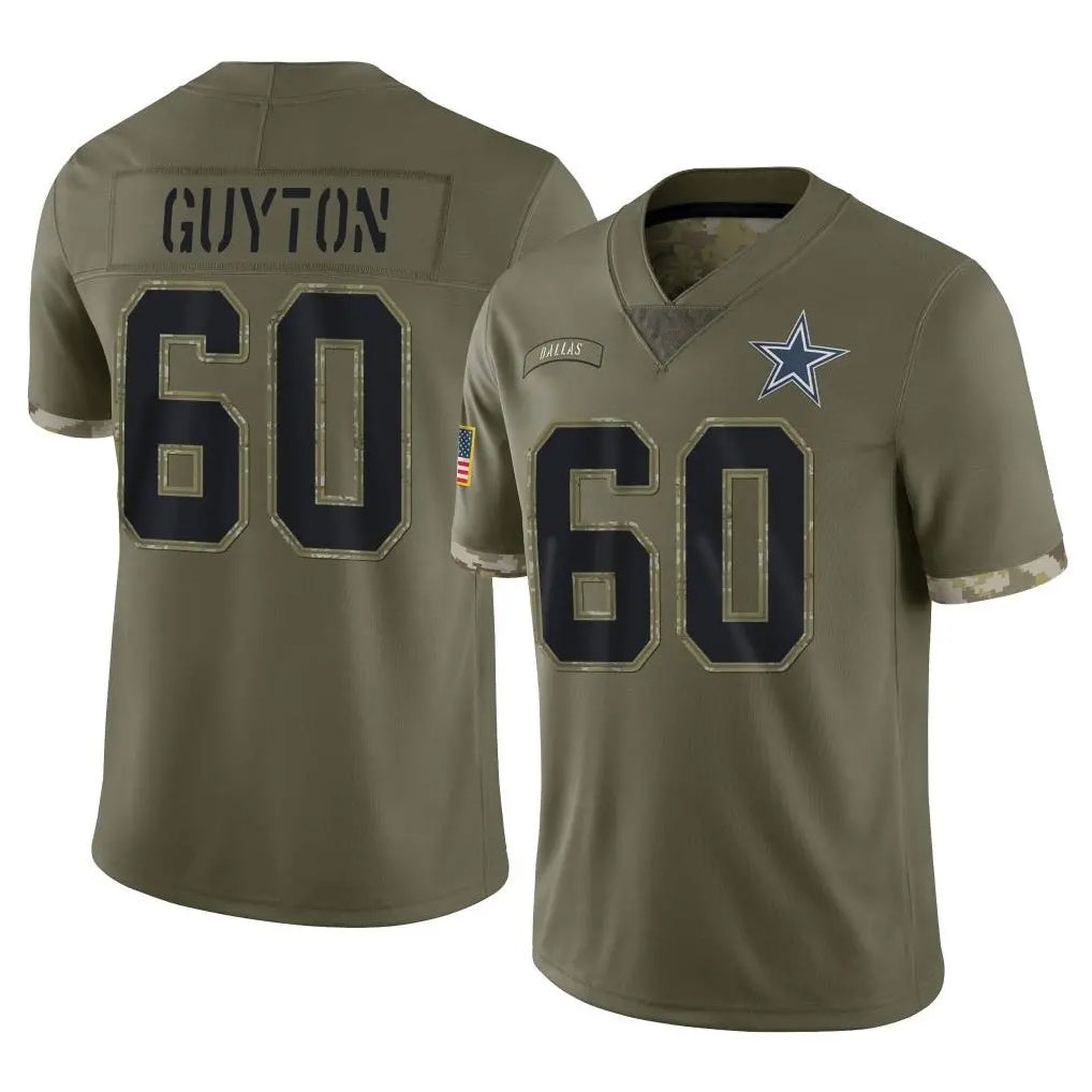 D.Cowboys #60 Tyler Guyton Player Olive Salute to Service Limited Game Ddoa Stitched Jerseys