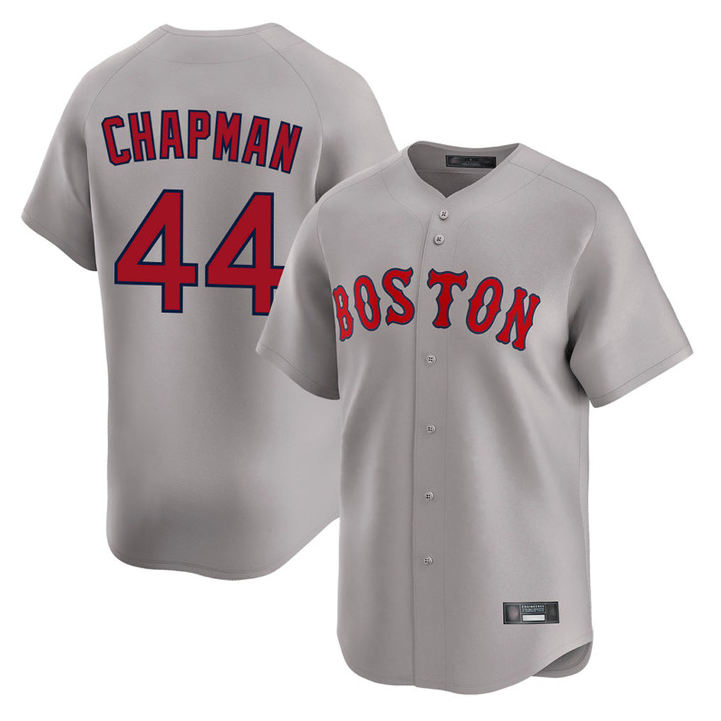 B.Red Sox #44 Aroldis Chapman Player Gray Road Limited Home Game Ddoa Stitched Jerseys