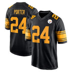 P.Steelers #24 Joey Porter Jr. Player Black Color Rush Home Game Ddoa Stitched Jerseys