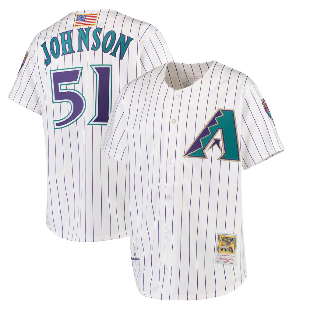 A.Diamondbacks #51 Randy Johnson Player White Mitchell & Ness Limited Home Ddoa Stitched Jerseys