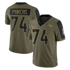 D.Broncos #74 Ben Powers Player Olive Salute To Service Limited Game Ddoa Stitched Jerseys