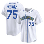 S.Mariners #75 Andres Munoz Player White Throwback Cooperstown Collection Home Limited Ddoa Stitched Jerseys