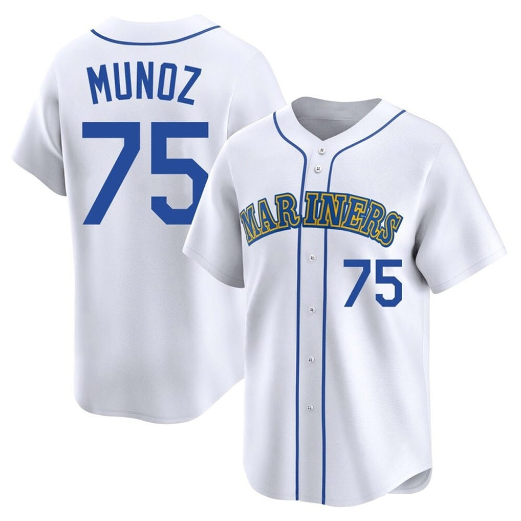 S.Mariners #75 Andres Munoz Player White Throwback Cooperstown Collection Home Limited Ddoa Stitched Jerseys