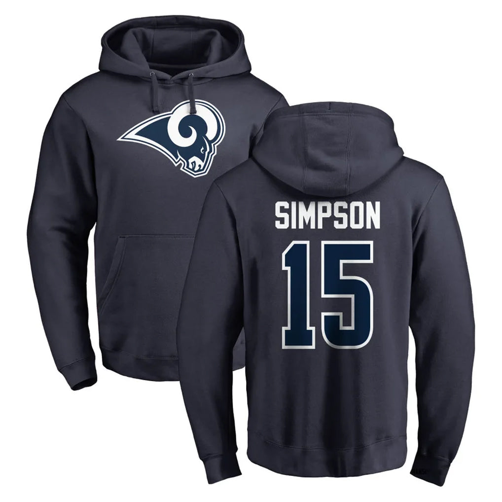LA.Rams #15 Ty Simpson Player Navy Pullover Hoodie Limited Game Ddoa Stitched Jerseys