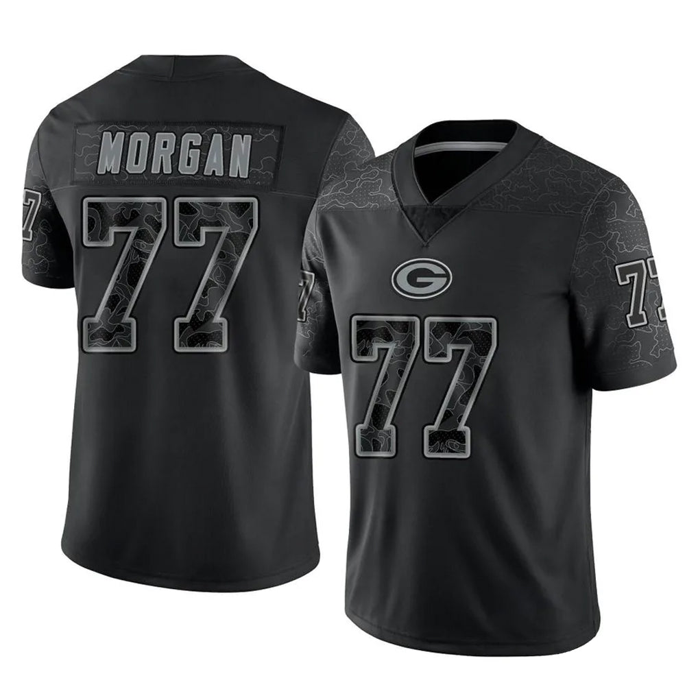 GB.Packers #77 Jordan Morgan Player Black Reflective Limited Home Game Ddoa Stitched Jerseys