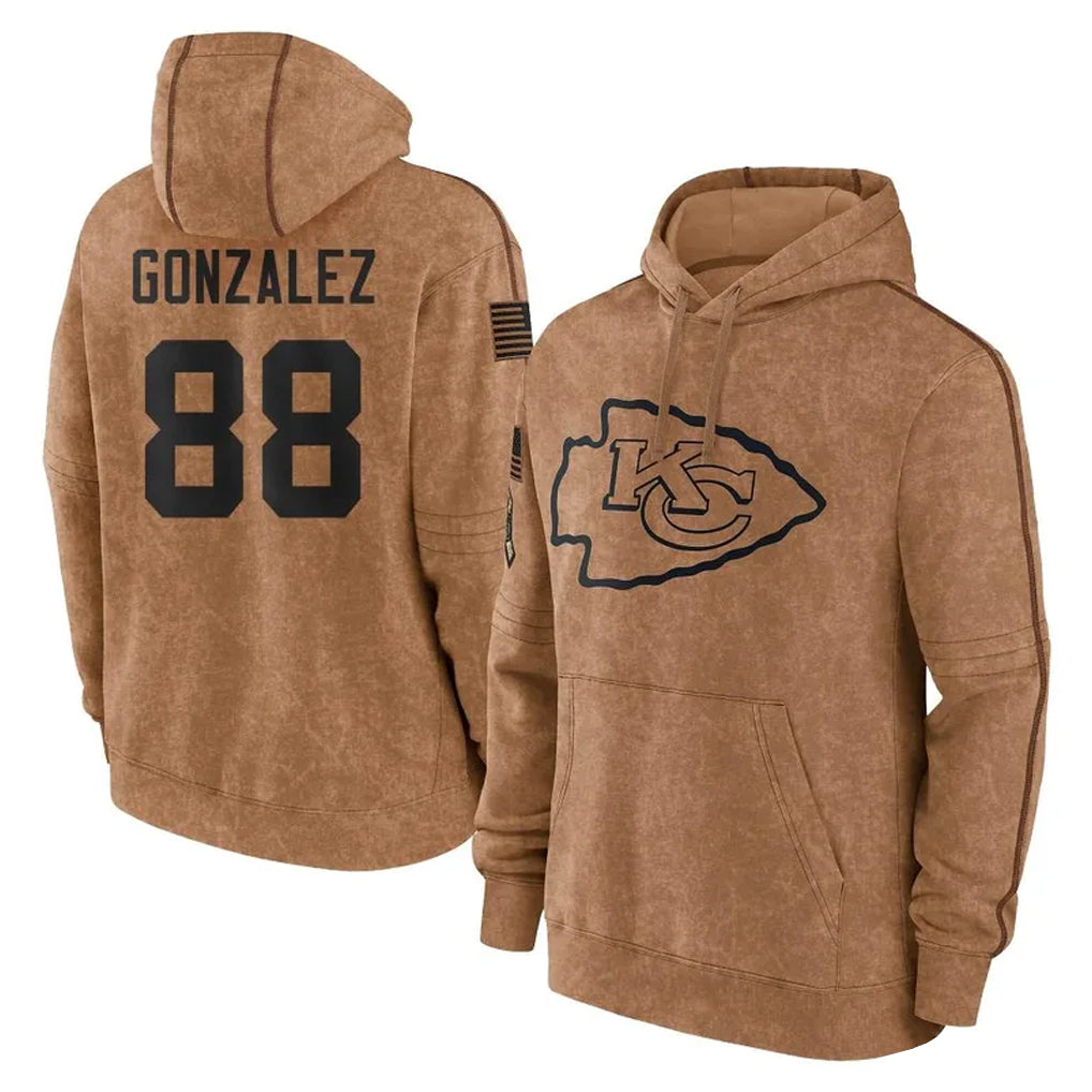 KC.Chiefs #88 Tony Gonzalez Player Brown Salute to Service Hoodies Limited Game Ddoa Stitched Jerseys