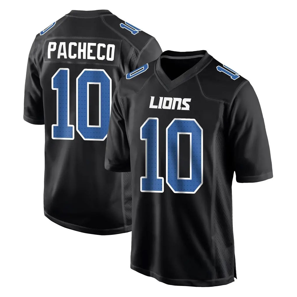 D.Lions #10 Isiah Pacheco Player Black Fashion Home Game Ddoa Stitched Jerseys