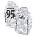B.Ravens #95 Tavius Robinson Player Arctic Camo Salute to Service Pullover Hoodie Ddoa Stitched Jerseys